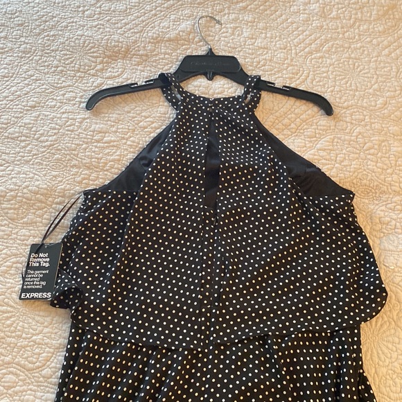 Express - navy with white polka dot dress. - Picture 3 of 6